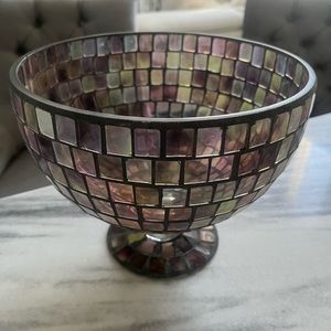 COPY - Vintage artisan hand made Tiffany pedestal bowl 8 by 10 inches plum colo…